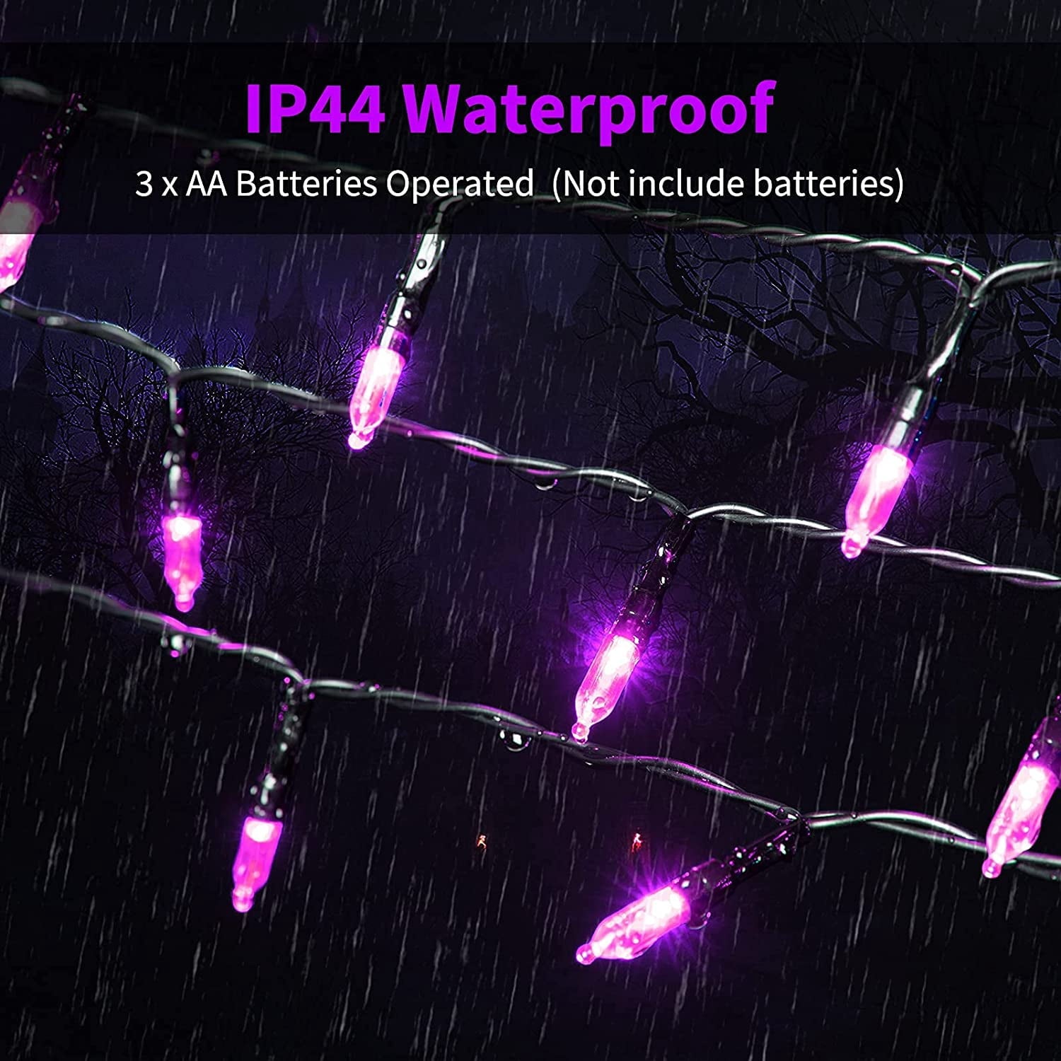 Morttic 2 Pack Orange String Lights 16.4Feet 50 LED Battery Operated Waterproof Mini Fairy Lights Show with 8 Modes for Outdoor Indoor Patio Xmas Tree Birthday Party Holiday Christmas Decorations