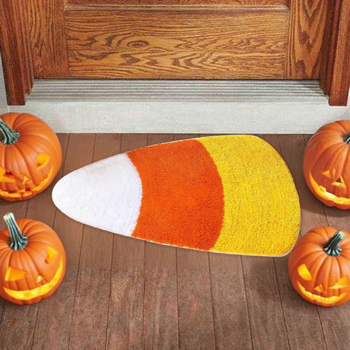 SHENGXINY Halloween Front Door Mat for Home Entrance Washable Floor Mat Flannel Like Fall Thanksgiving Oval Door Mat Non Slip Entryway Rug