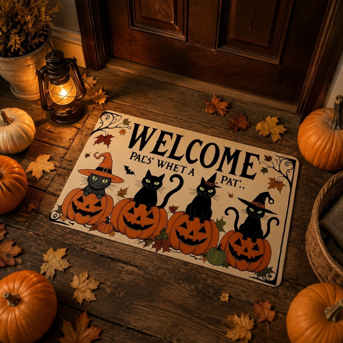 WWC Halloween Door Mat, 32x20 inch Halloween Decor Thick Non Slip Ghost doormat, Entryway Rug for Fall Party Indoor Outdoor Front Porch