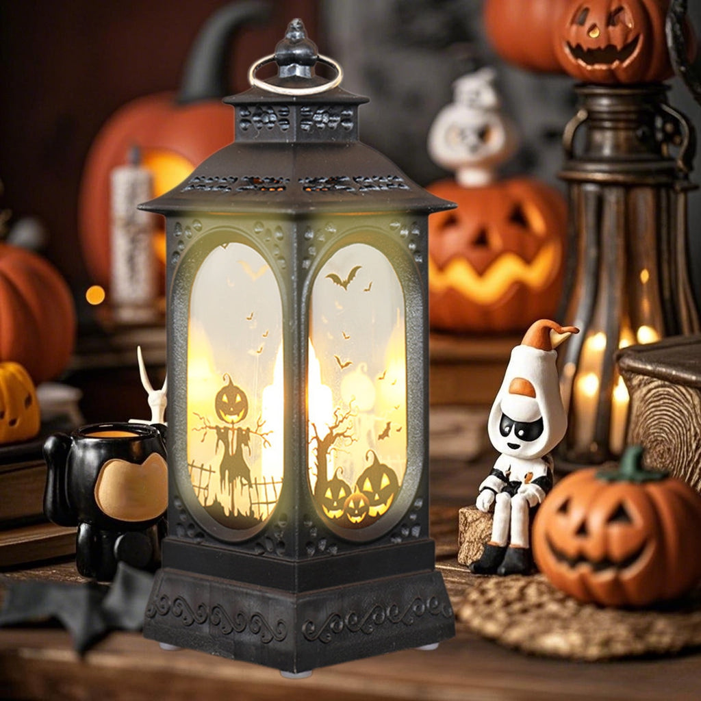 Black Halloween Mini LED Lantern Table Centerpiece 5.1 Inch for Indoor Decor, 2 Inch, 5 cm
