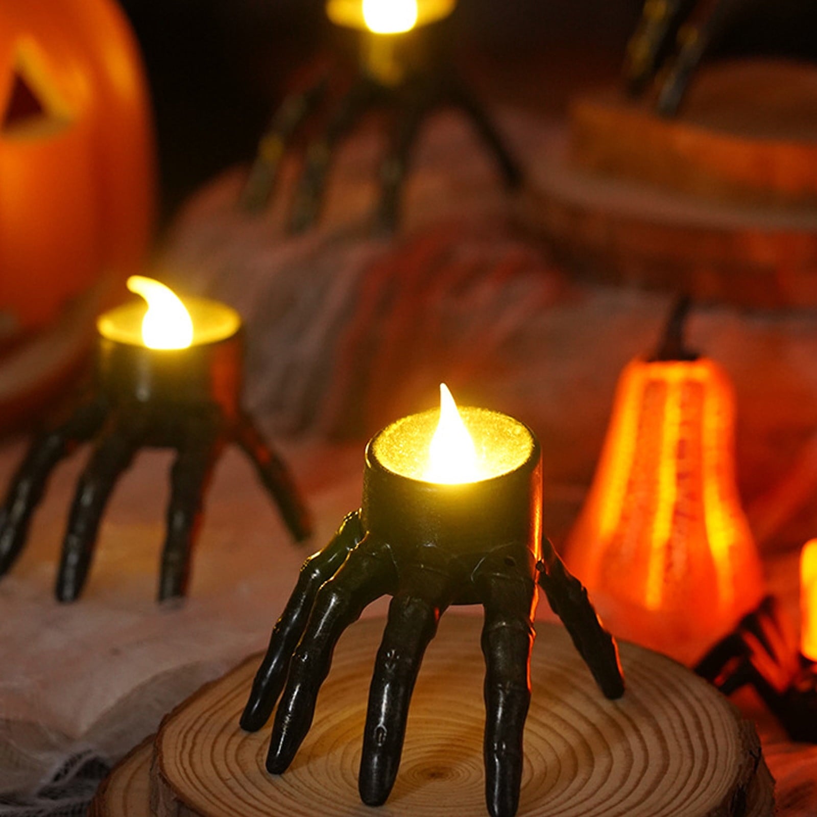 Qocolcyl 2 Pack Halloween Skeleton Lights Decorations, Halloween Candles Lamp Decoration Ornament Indoor Outdoor, Halloween Scary Decor for Home Room Table Outside Yard Lawn Garden Party Supplies