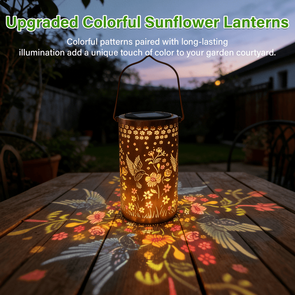 Colorful Solar Lanterns IP65 Outdoor Waterproof, Mother's Day Gifts for Women Mom Grandma - LED Colorful Sunflower Solar Lights Metal Hanging Lantern for Patio Yard Porch