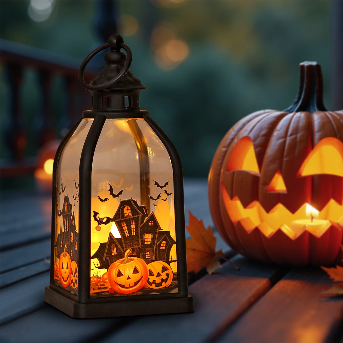 Halloween Decorations Indoor Candle Lantern With LED Lights Hanging Spooky Halloween Lanterns For Indoor Outdoor Home Room Door Party Decor