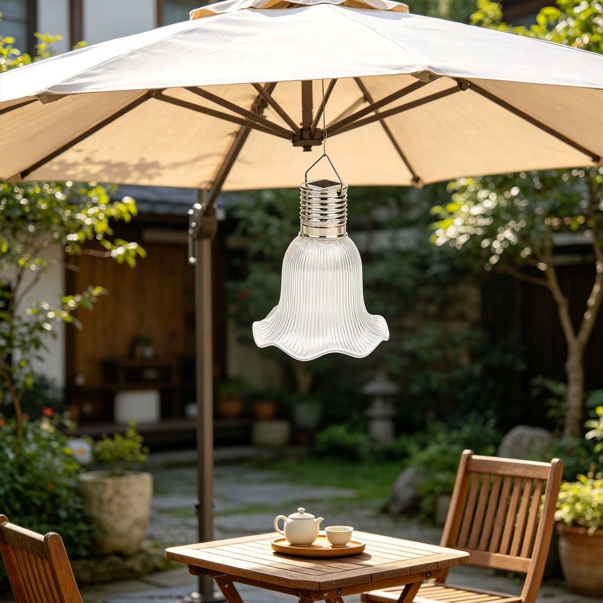 Dyegold Solar Hanging Lantern with Flower Style Lampshade Waterproof LED Decorative Light for Garden Patio Backyard Pergola Camping Outdoor Warm Glow