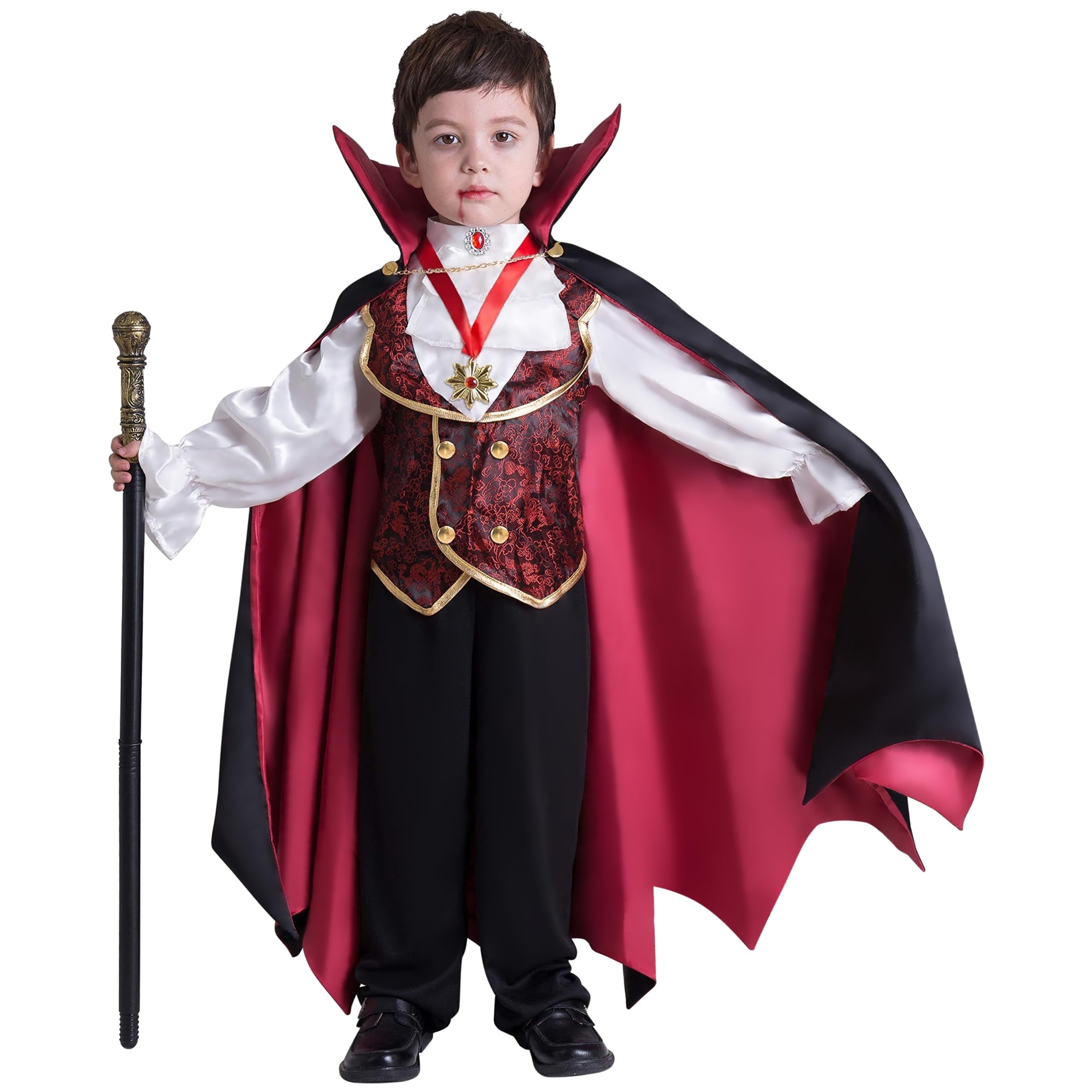 Joyfy Gothic Vampire Costume Kids, Toddler Vampire Costume Halloween Vampire Costume, Vampire costume for boys, Halloween Party Dress Up (3-4yrs)