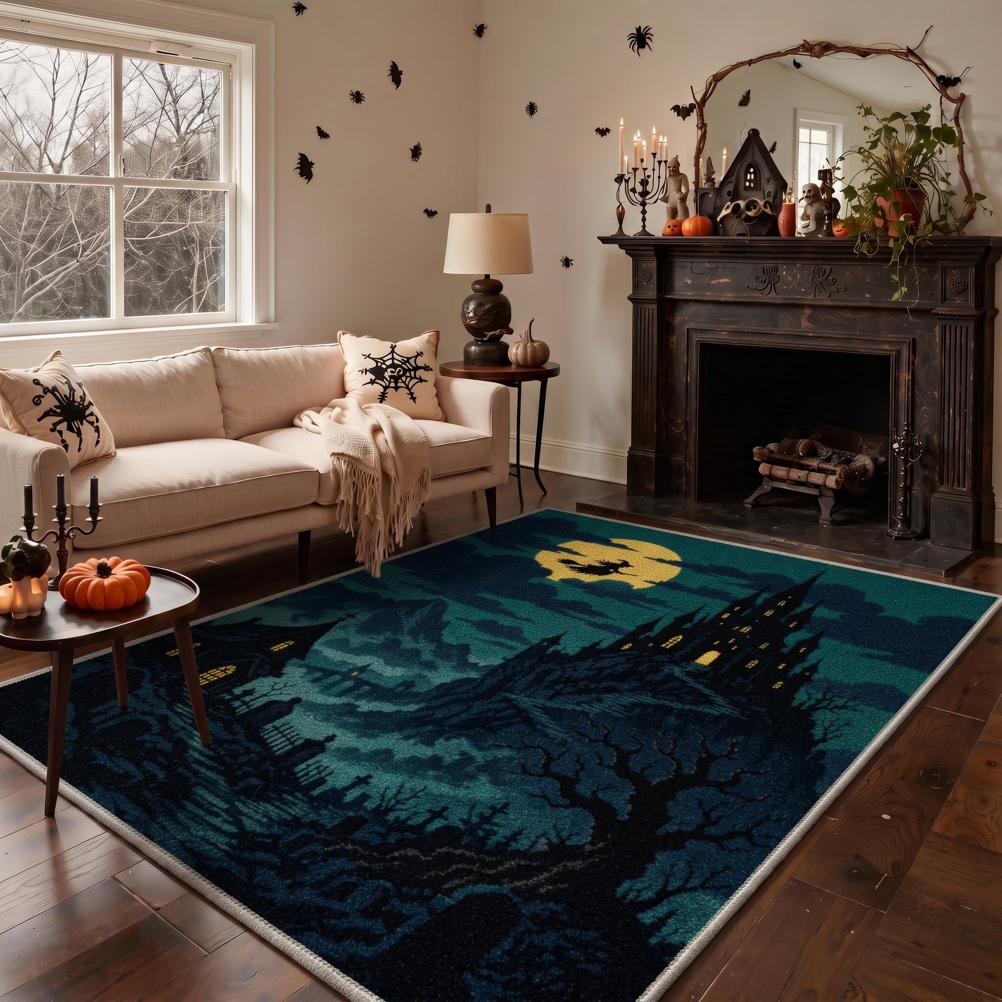 GENIMO 2'x3' Halloween Doormat, Washable Non Slip Soft Farmhouse Pumpkin Outdoor Door Mat for Front Door Covered Porch Patio Entryway, Smoky Amber