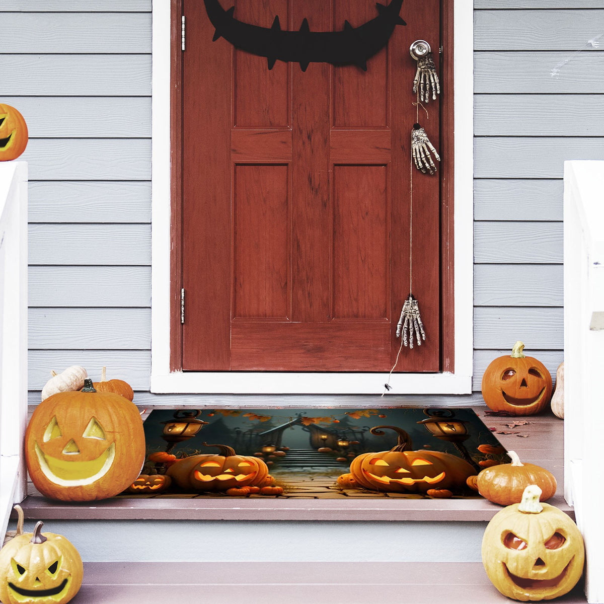 Xuniizn Halloween Mat, 16X24" Velvet Halloween Door Mat for Outside Entrance, Spooky Halloween Rug for Outdoor & Indoor, Non Slip Washable Halloween Doormat, Halloween Bathroom Decor