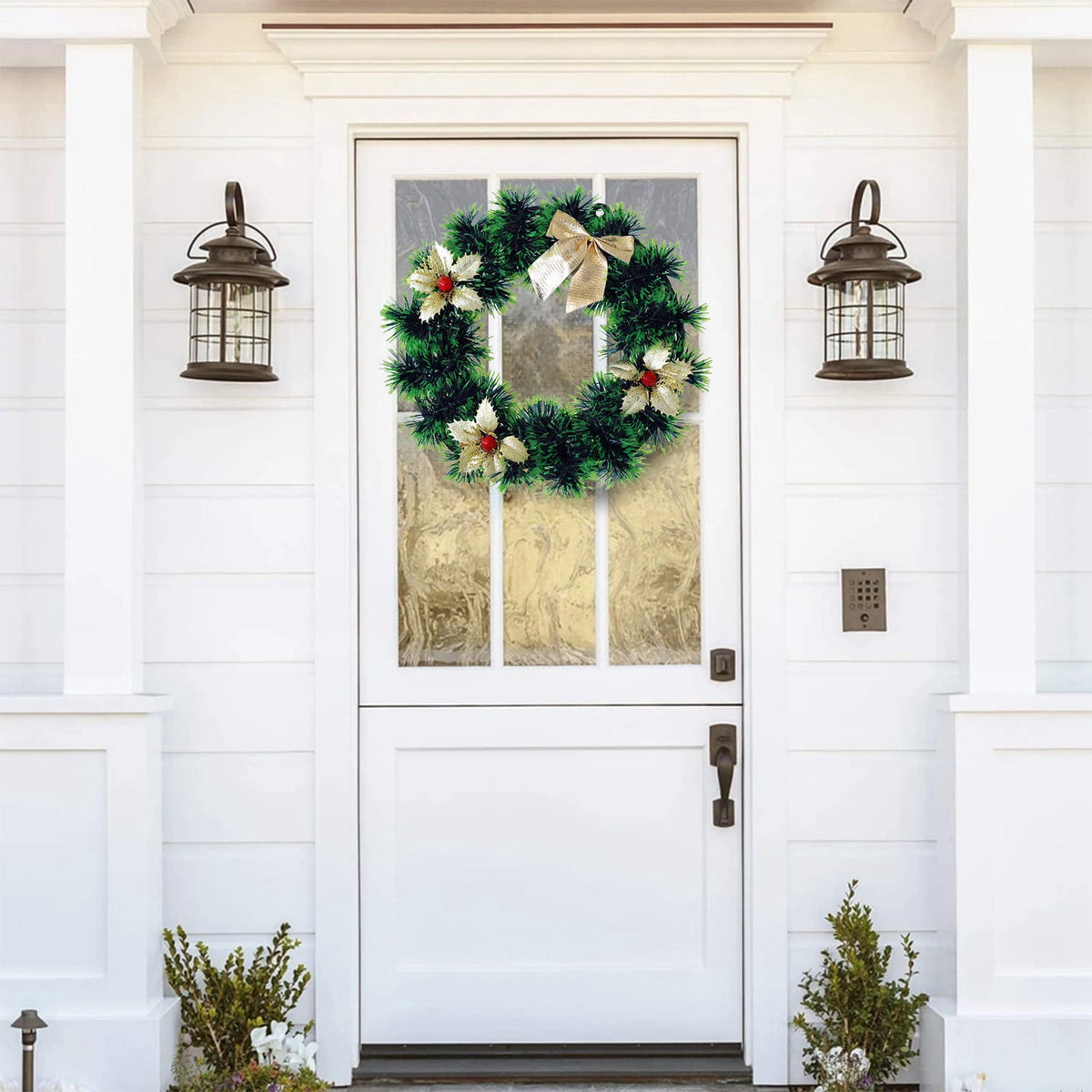Btomtd Diameter 8" Pumpkin Skull Wreath Halloween Decor Acrylic Round Disk Hanging Ornament with Garland for Front Door Window, A