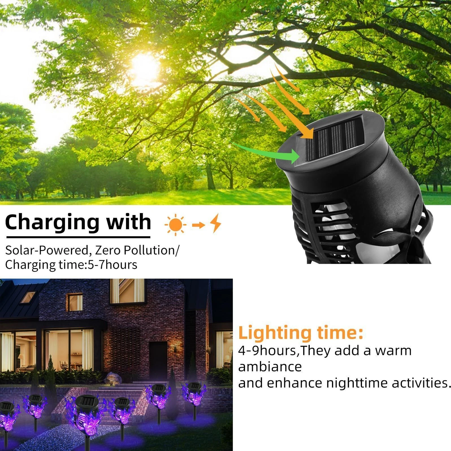 12PCS-Halloween Solar Lights Outdoor Pathway Lights, LED Waterproof Skull Stake Lights for Yard Garden Path Walkway Driveway Patio Lawn Halloween Décor (Purple)
