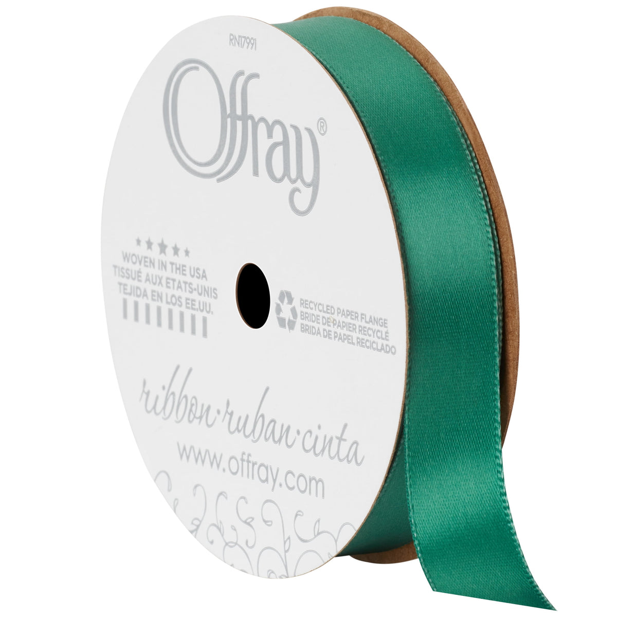 (3 pack) Offray Ribbon, Forest Green 5/8 inch Single Face Satin Polyester Ribbon, 18 feet