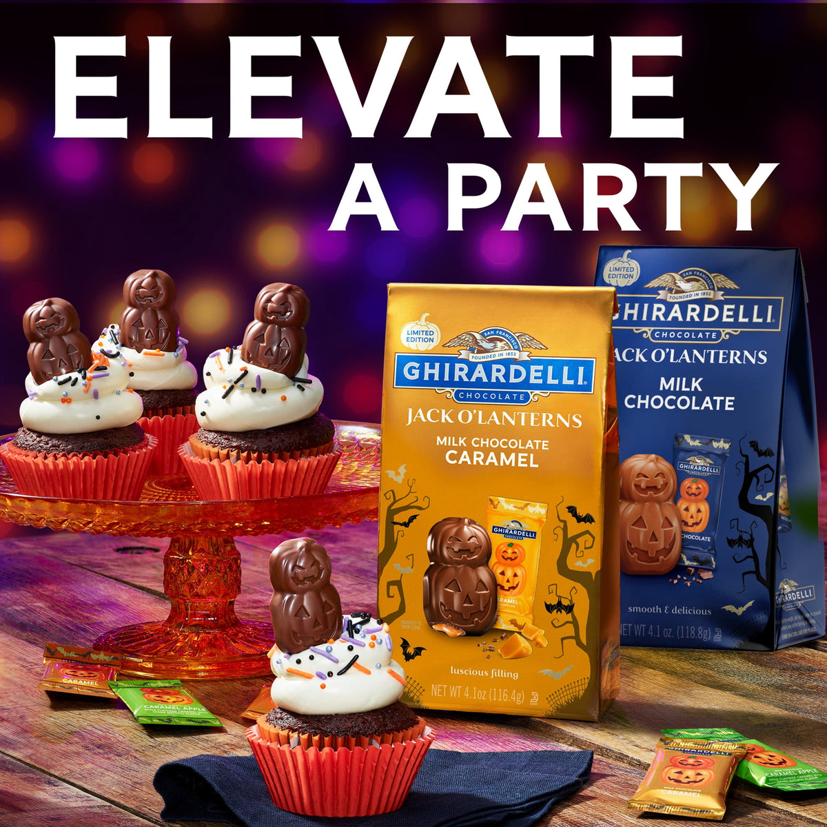 GHIRARDELLI Milk Chocolate Jack O' Lanterns, 4.1 oz Bag