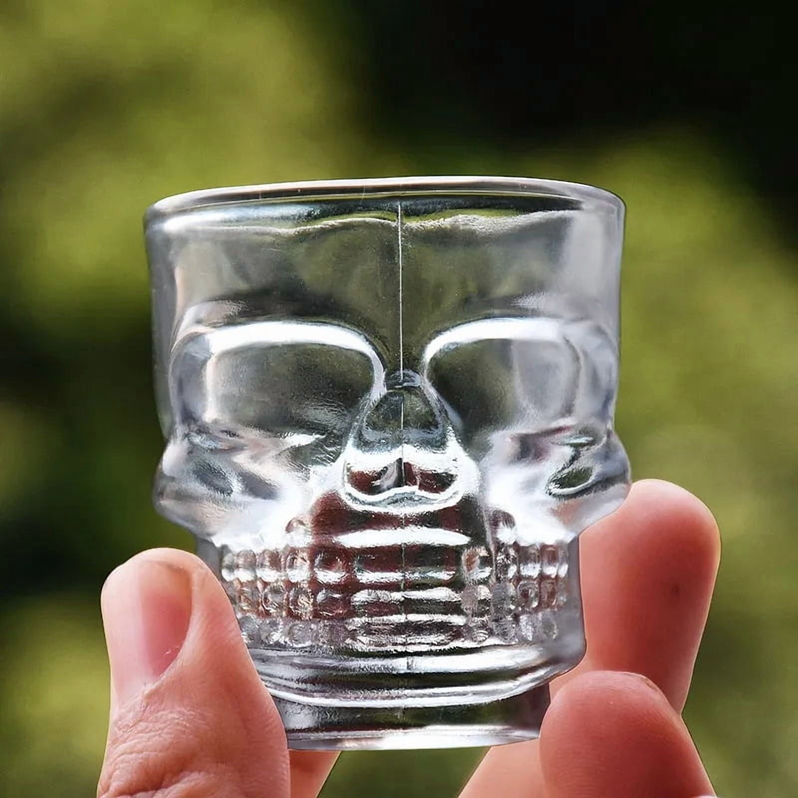 Skull Glass Shot Glasses- Set of 6 1.75oz, Clear