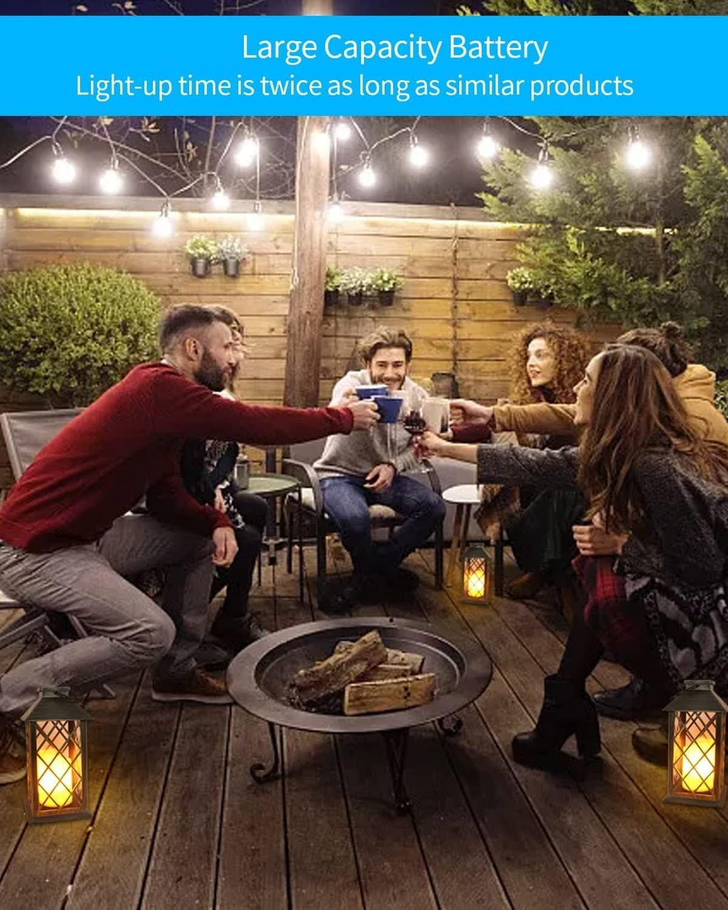 Supbessel Solar Lantern,Outdoor Garden Hanging Lanterns,2 Pack 11Inch Waterproof LED Flickering Flameless Candle Mission Lights for Table,Outdoor,Party Decorative(Black)