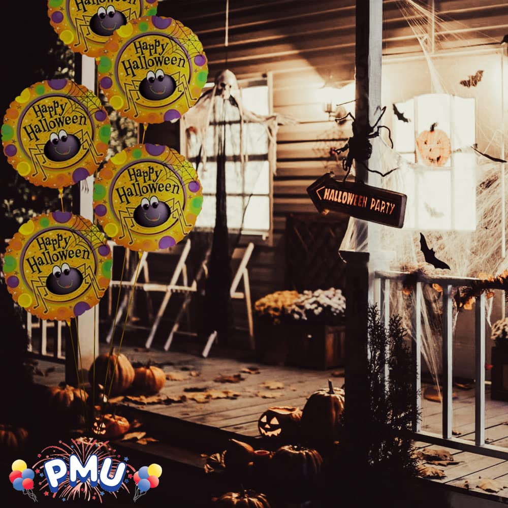 PMU Halloween Party Decoration "Happy Halloween" Jack Faces Aglow 18 Inch Mylar-Foil Balloon (1pkg) Pkg/1