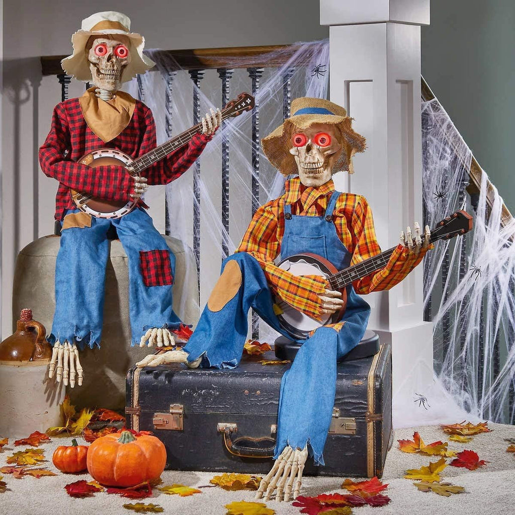 XUYAN 15.74 inch Funny Animated Skeletons Halloween Animated Skeletons Luminous Skeletons Spooktacular Skeleton for Graveyard Decorations, Haunted House Props Indoor/Outdoor Decor