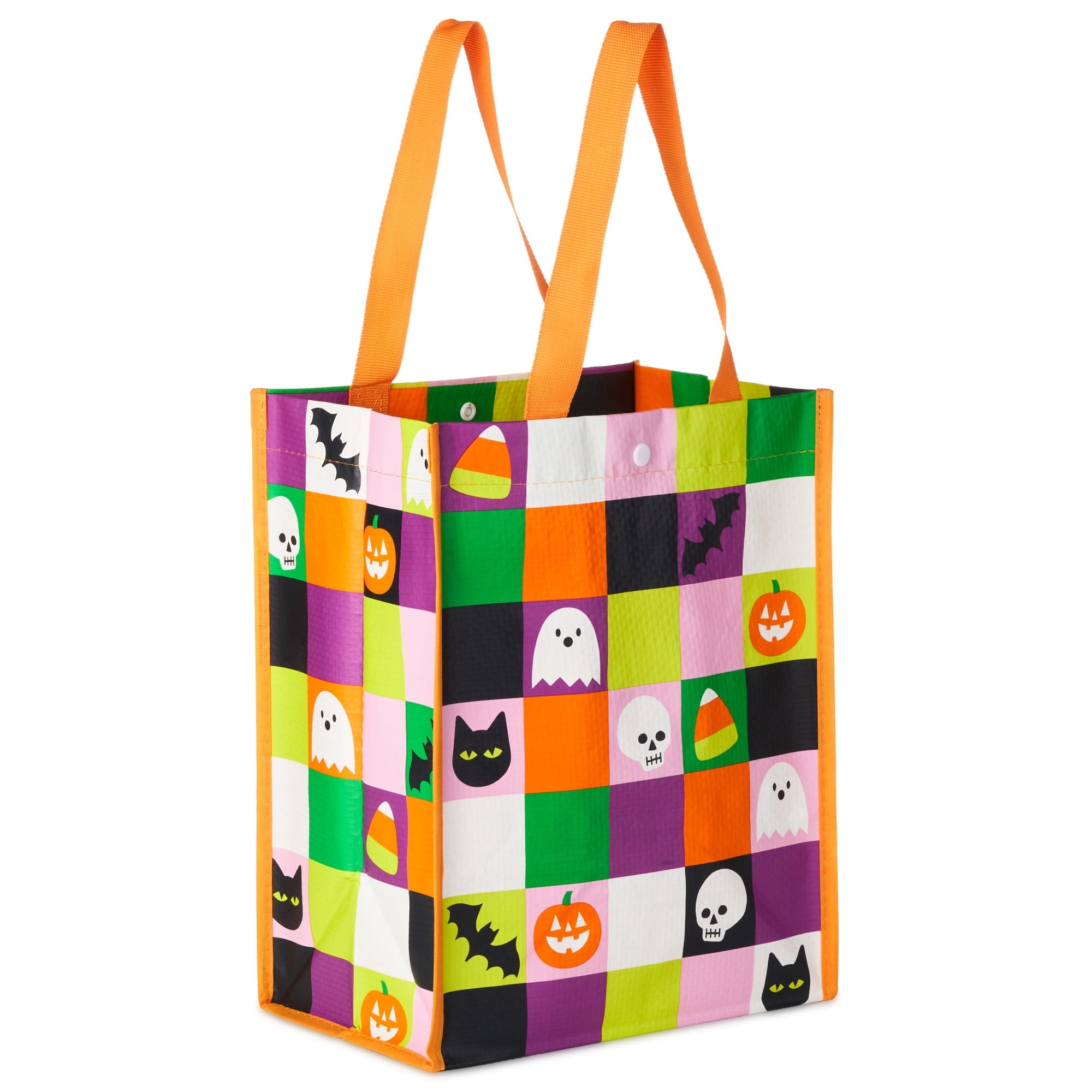 Hallmark Large Halloween Tote Bag (Ghosts, Candy Corn, Bats, Cats), 1 Count