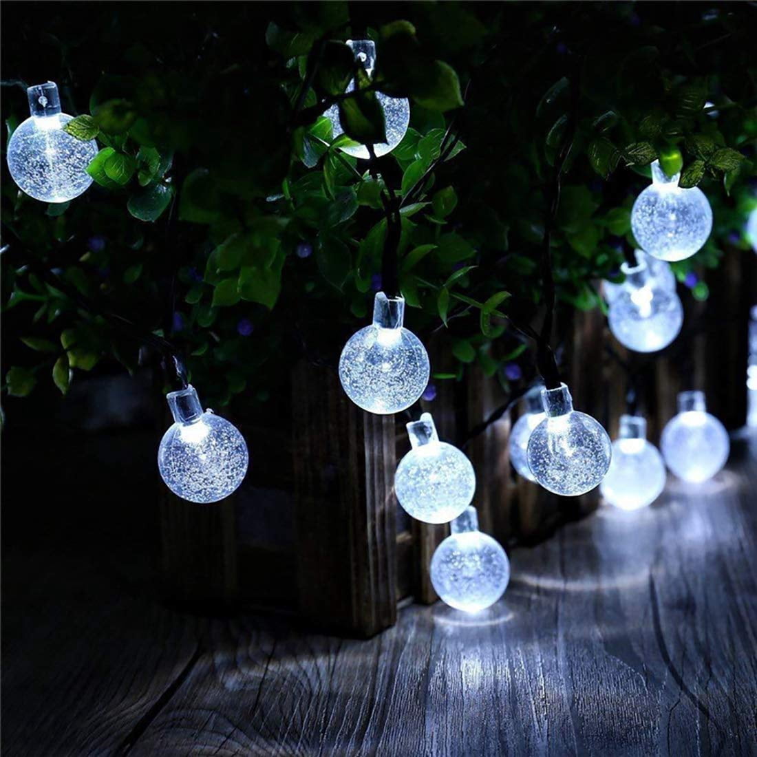 LINLIN Solar Crystal Ball String Lights,Waterproof LED Bubble Globe Solar Fairy Lights 8 Mode Ball String Lights for Bistro Garden Yard Home Party Wedding Christmas Decoration