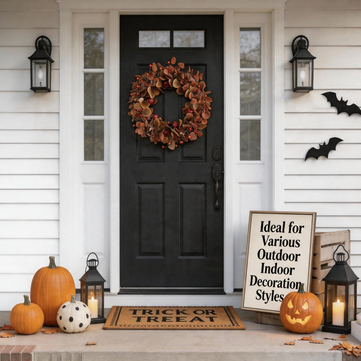 Fall Wreath Pumpkin Wreath for Front Door with Maple Leaves Harvest Wreath for Door Window Porch Thanksgiving Halloween Decor 20 Inch