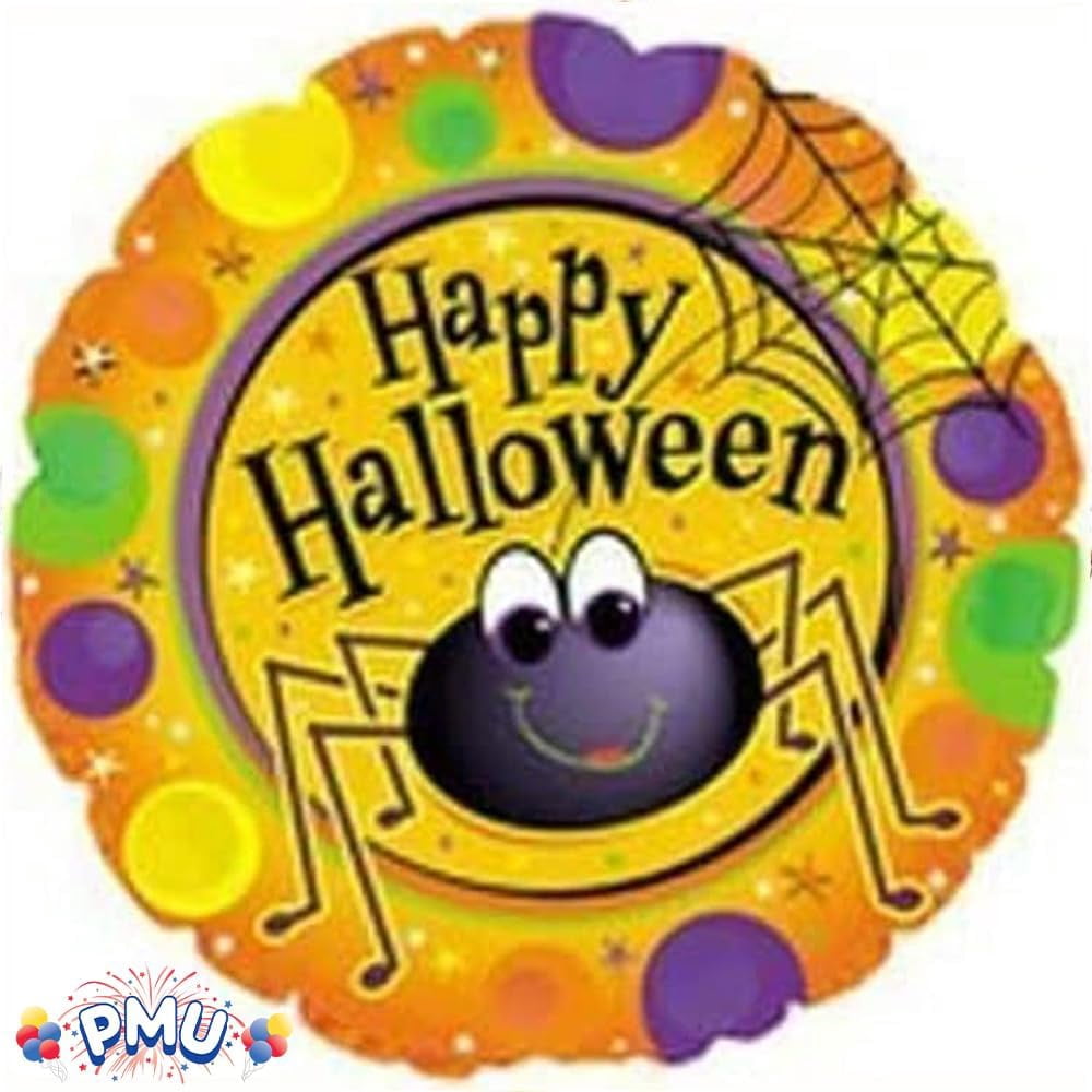 PMU Halloween Party Decoration "Happy Halloween" Jack Faces Aglow 18 Inch Mylar-Foil Balloon (1pkg) Pkg/1