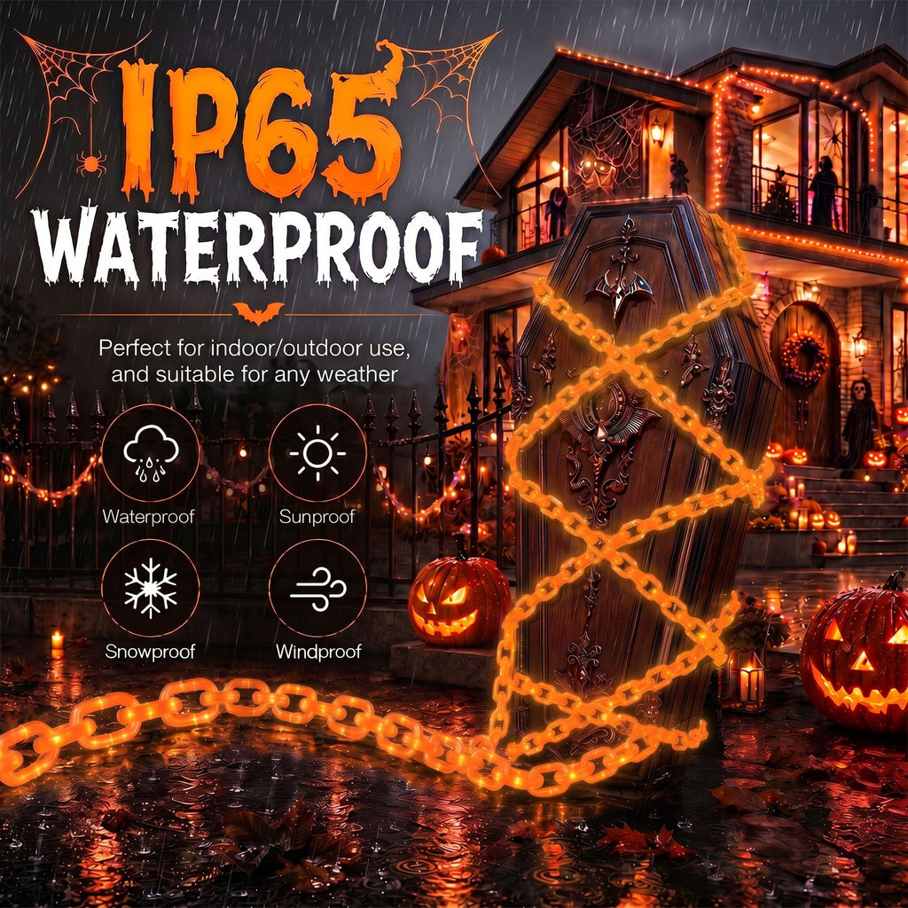 DAYBETTER 10FT Halloween Chain Lights, 8 Modes, Purple Lighted Props Chains, Waterproof for Outdoor Party, Creepy Cosplay, Spooky Ornaments