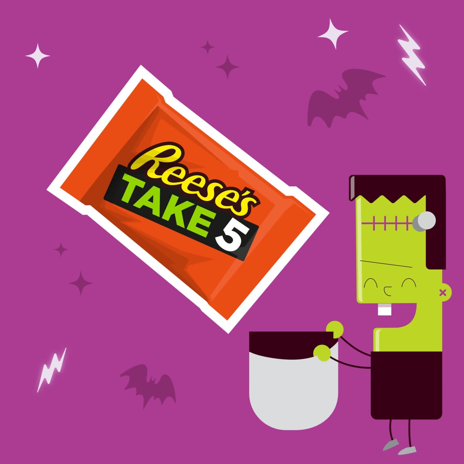Reese's Take 5 Pretzel, Peanut and Chocolate Snack Size, Halloween Candy Jumbo Bag, 19.5 oz