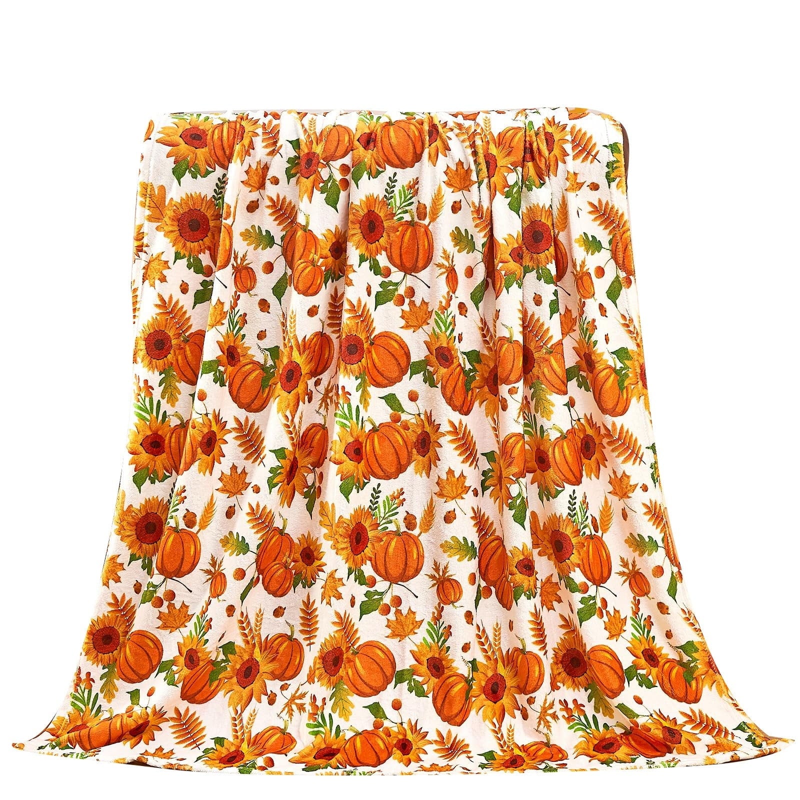 FastXmas Halloween Throw Blanket, 30"x40" Flannel Fleece Pumpkins Maple Checkered Plush Blanket, Soft Lightweight Skin-Friendly Fall Harvest Decorative Throw Blanket for Couch Sofa Bed Outdoor