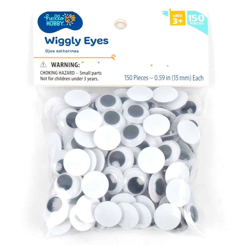 (4 pack) Hello Hobby Black and White Plastic Wiggly Eyes, 150-Pack