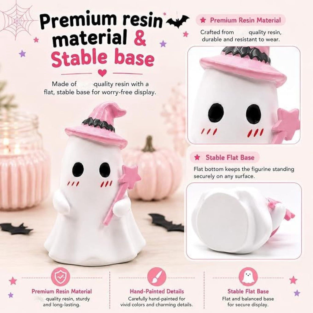 AuroraX Halloween Ghost Decor Outdoor Halloween Decoration Courtyard Tabletop Desktop Haunted Halloween Decoration for Yard Garden Pink