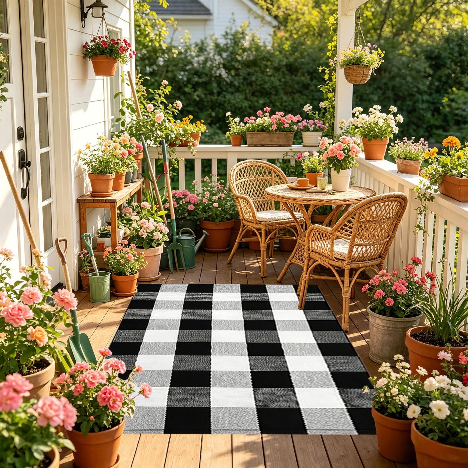 Dpityserensio Halloween Doormat Black Bat and Moon with Striped Border Non-Slip Washable Indoor Outdoor Rug, Vintage Fall Decor