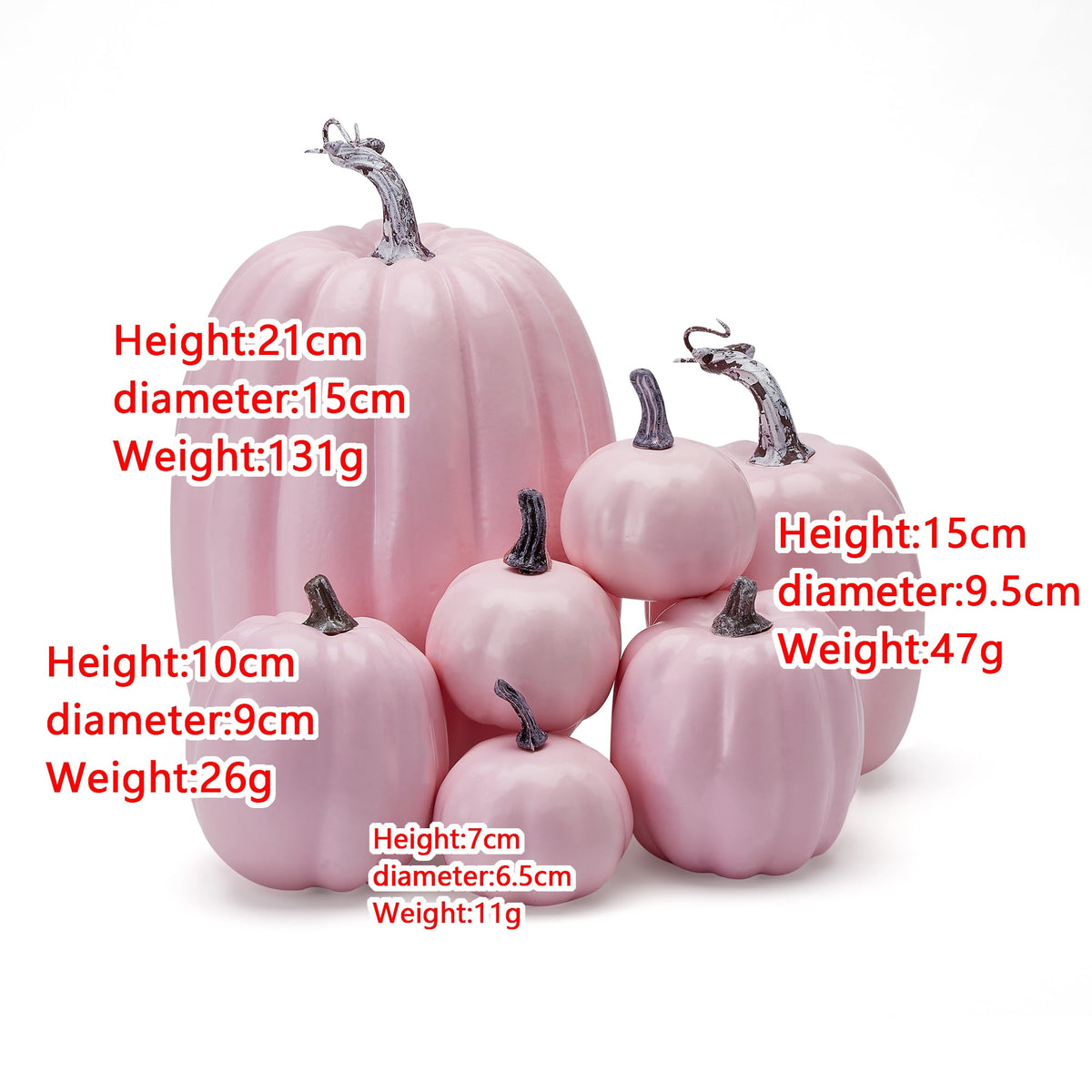 Xsylife 7Pcs Assorted Sizes Halloween Pumpkin Model Artificial Craft Fall Harvest Thanksgiving Decoration