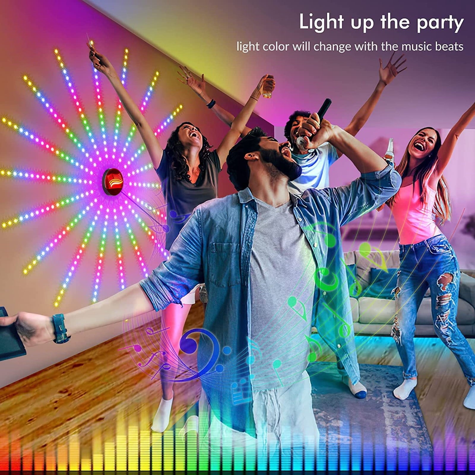 Firework Led Lights USB Powered Room Decor, Color Changing Bluetooth Fireworks Led Lights for Bedroom with Launch Burst Effect, Led Lights with Remote Control for Christmas Party Decoration
