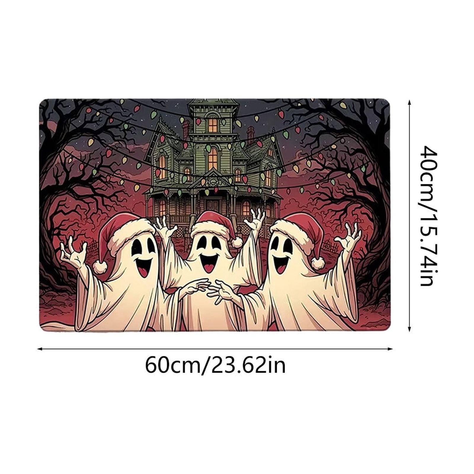 Halloween Doormat Ghost Bath Mat 23.6x15.7in Secure-Grip Absorbent Soft Faux Fur Rug for Bathroom Bedroom Living Room Decor by OVFUIZ