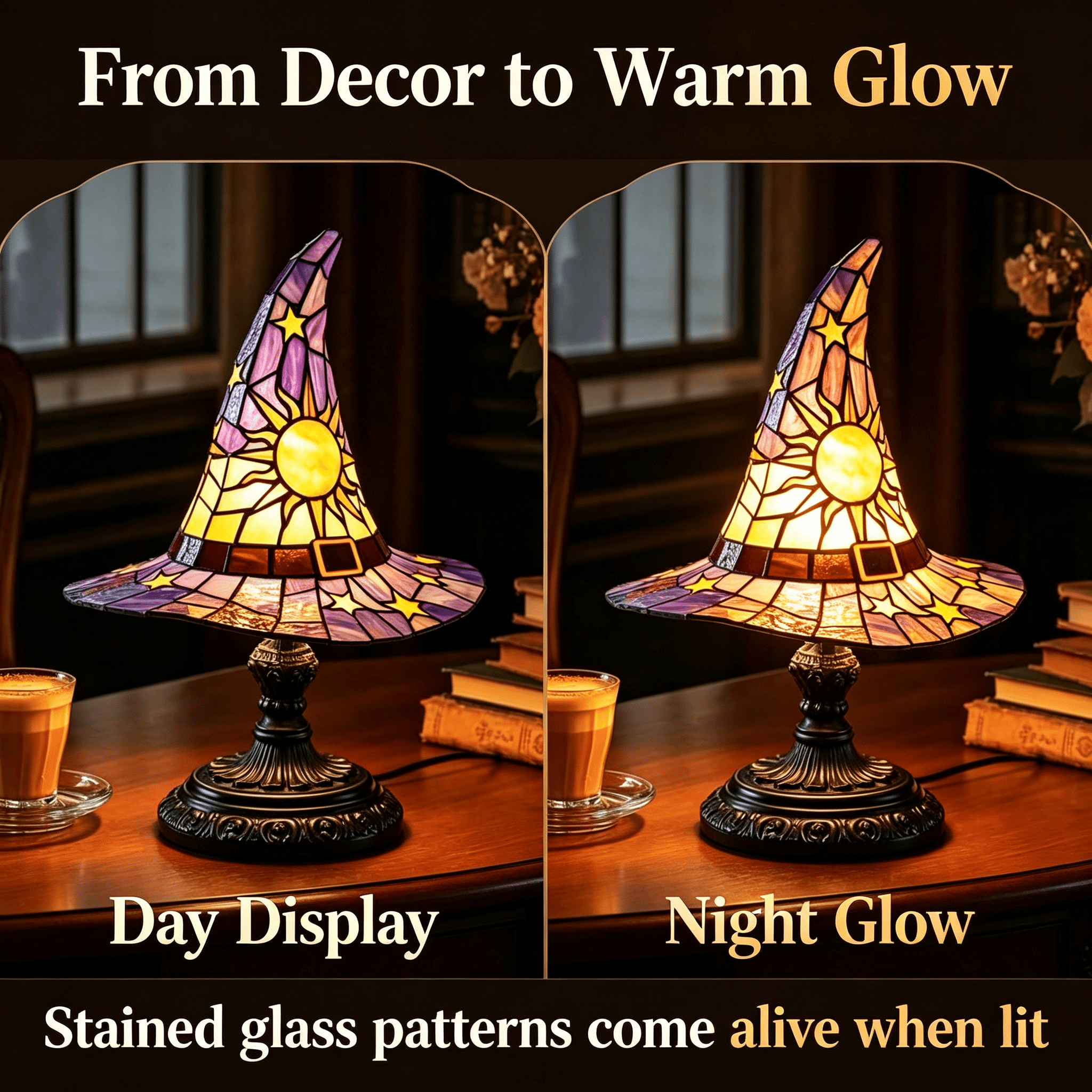 Stijggn Witch Hat Lights Halloween Glowing Lights, Waterproof Hanging Witch Hat Decorations, Warm Light Festival Ornaments for Indoor Outdoor Yard Garden Party Halloween Decor