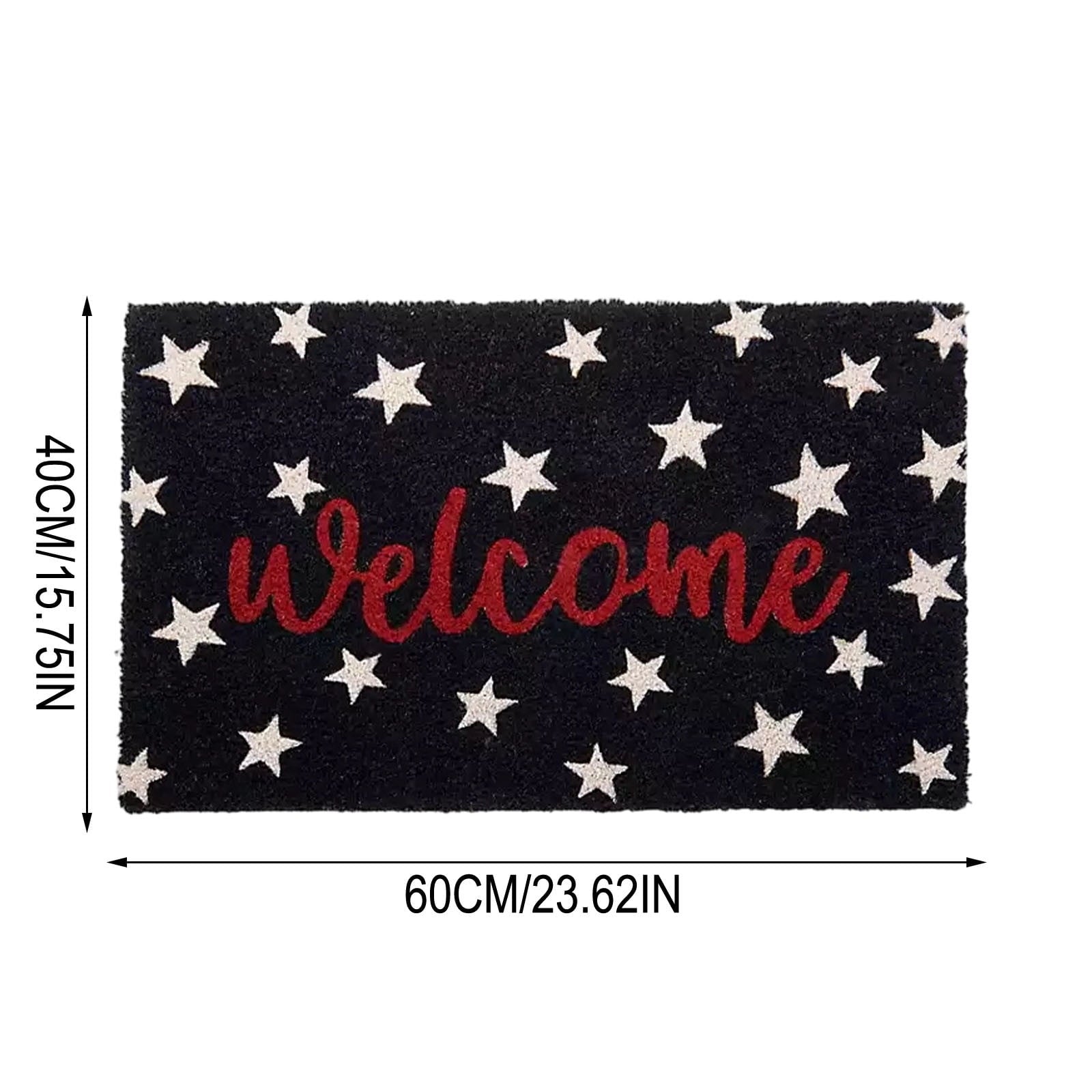 Patriotic Door Mat 4th of July Bow Flag Floor Doormats Independence Day Star Welcome Non Slip Mats for Front Porch Decor 16*24in Black