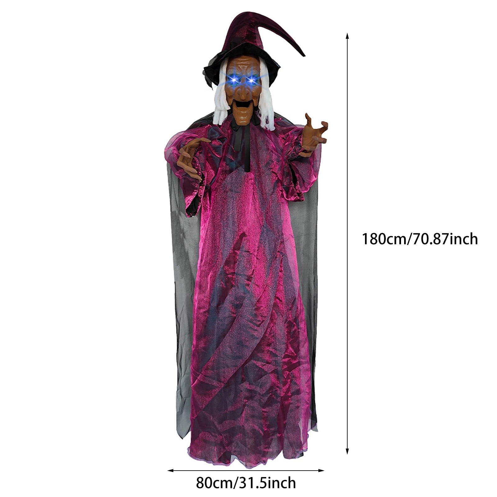 ZTTD Life Size Hanging Witch Halloween Decor (71 Inches) | Sound & Touch Activated Talking Halloween Decorations | Witch Props Excellent Choice for Haunted House | Indoor & Outdoor Animated Prop