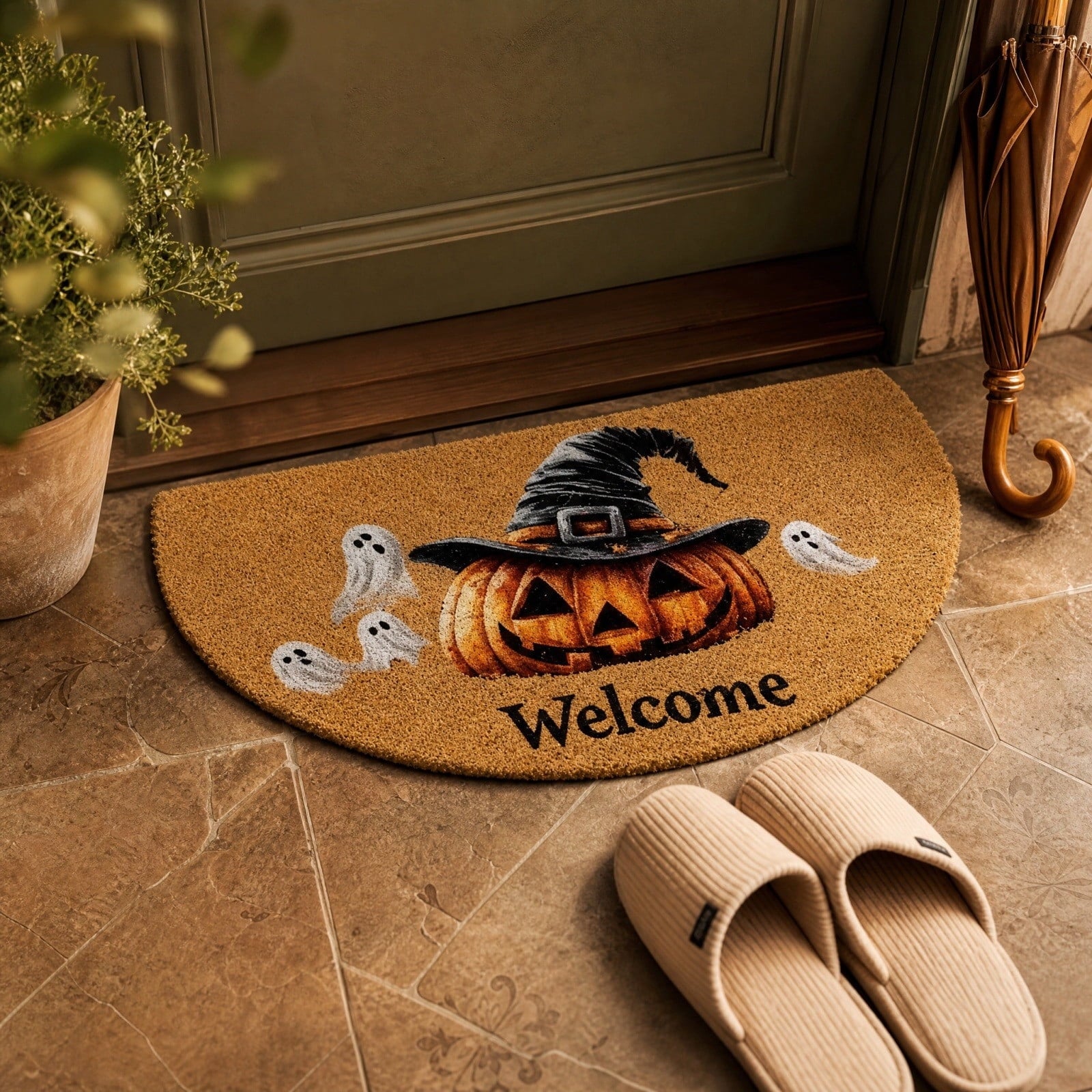 Sruoe Summer Carnival Printed Floor Mat, 15.74"x23.62", Water Absorbent Non Slip Doormat, Flannel Entryway Bathroom Kitchen Household Decor Rug