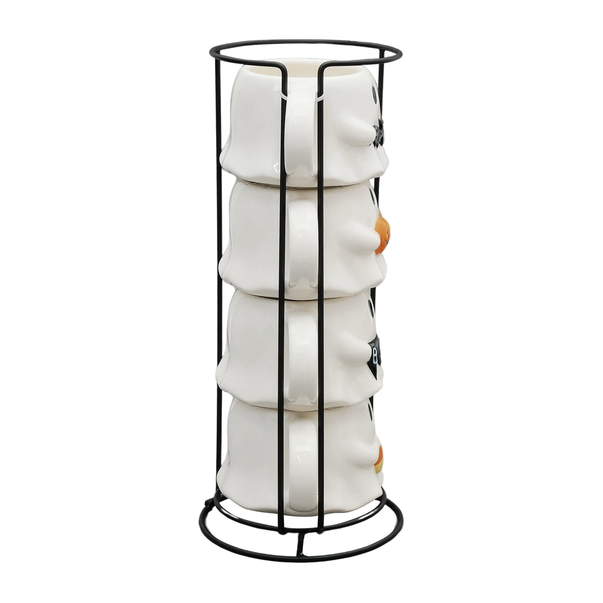 Way To Celebrate Halloween Ghost Stack Ceramic Mugs, 4-Pack, White, 12 fl oz