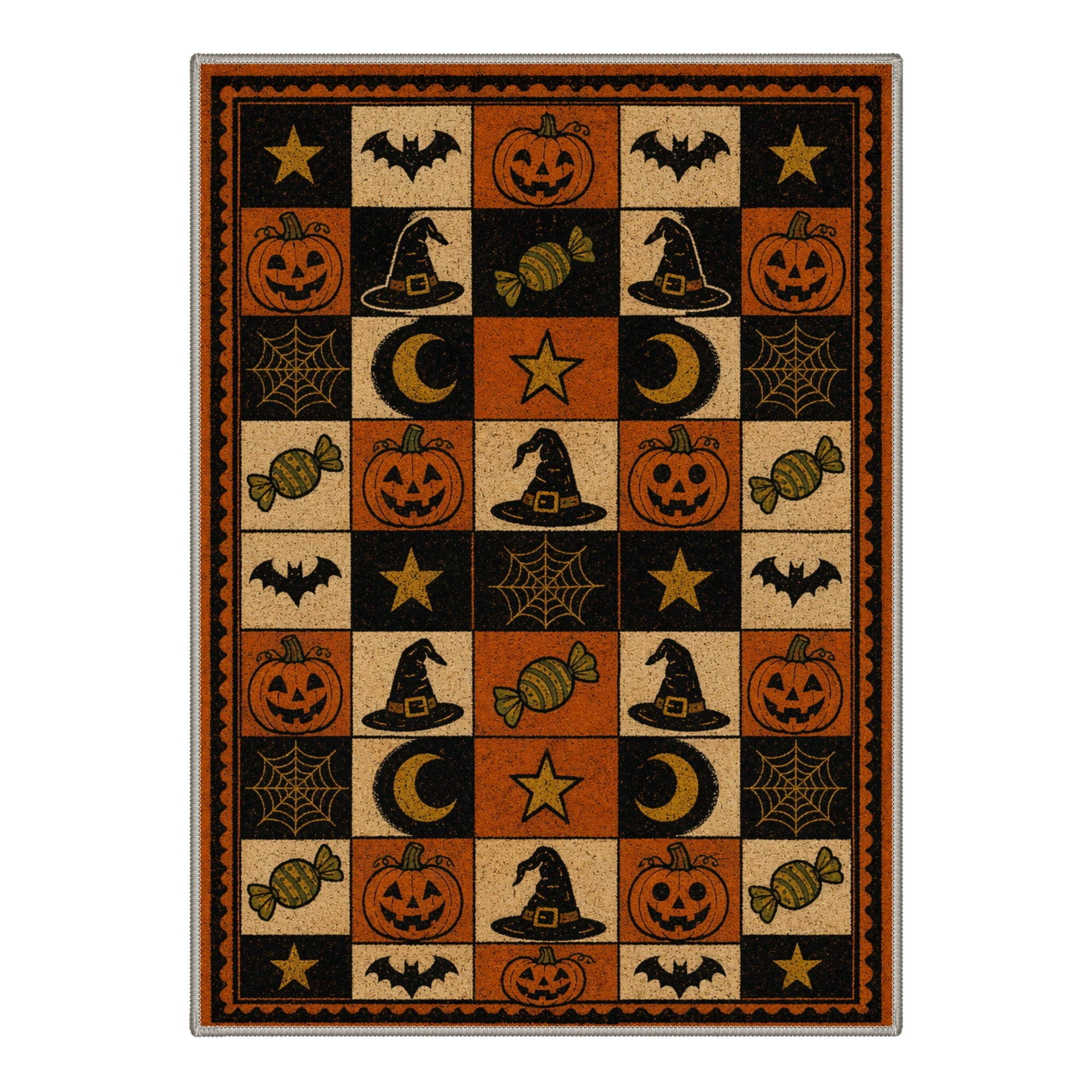 GENIMO 2'x3' Halloween Doormat, Washable Non Slip Soft Gothic Castle Outdoor Door Mat for Front Door Covered Porch Patio Entryway, Antique Gold