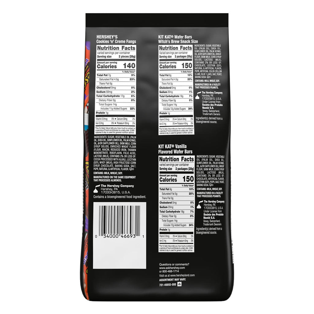 Hershey's, Kit Kat and Reese's Assorted, Halloween Candy Variety Bag, 17.28 oz (30 Pieces)
