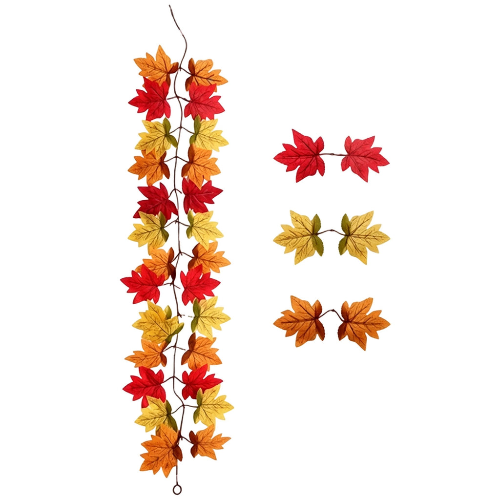 WKSCLPAI Halloween Maple Leaf Garland, Fall Vine Wreaths for Autumn Festivities Decor,Seasonal Garlands for Home,Halloween & Fall Decorations