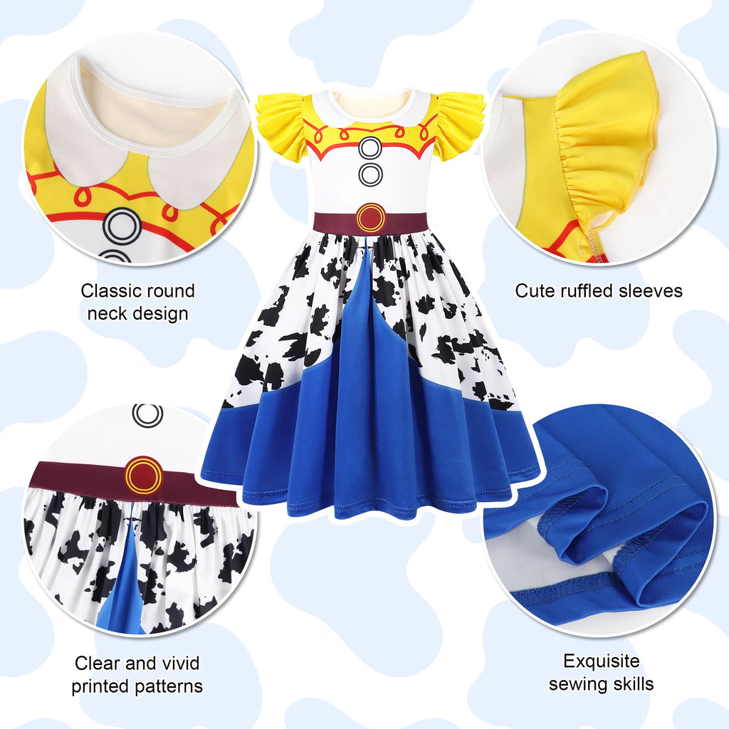 Benylion Girls Cowgirl Costume Summer Dress Toddler Princess Dress up for Kids Birthday Outfits Halloween Role Play Clothes for 3-4 Years