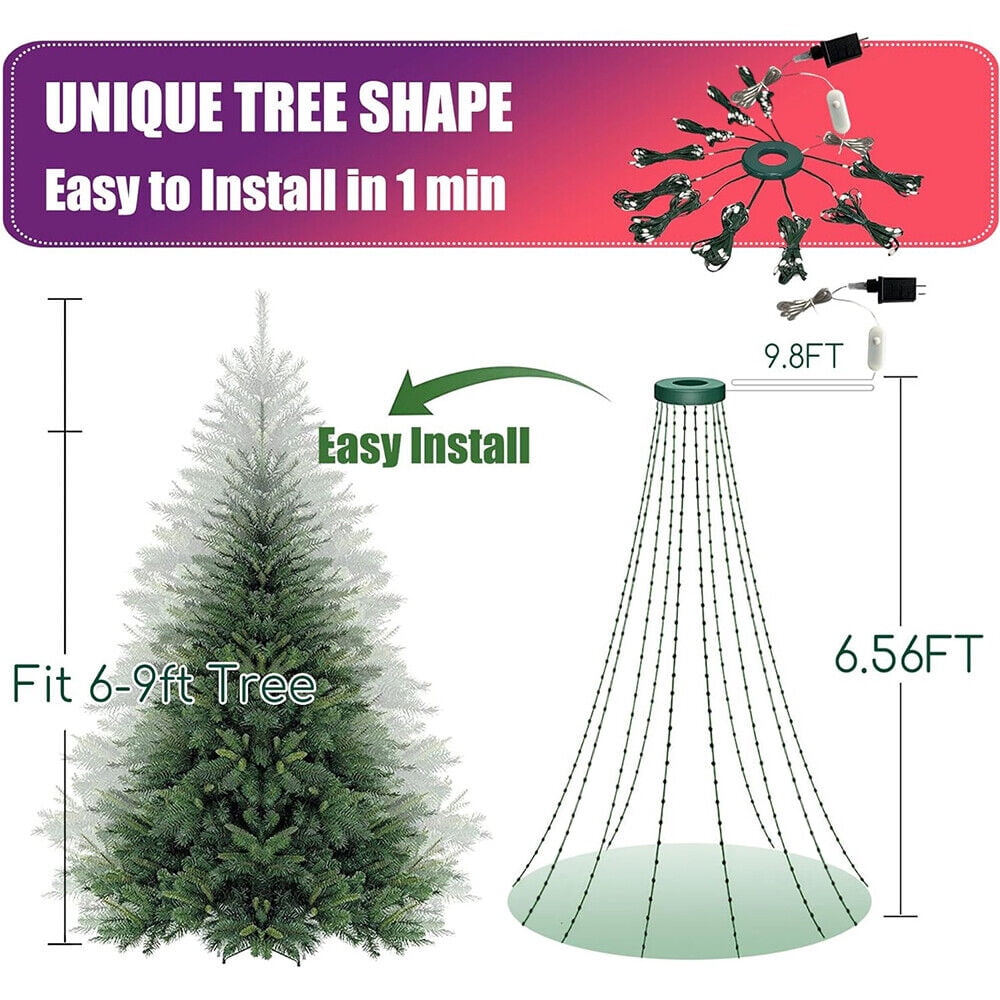 IC ICLOVER Christmas String Lights, 6.56FT x 200LEDs Waterfall String Lights, App Control with Remote, 10 Modes Christmas Tree Lights Waterproof for Indoor Outdoor Xmas Decorations