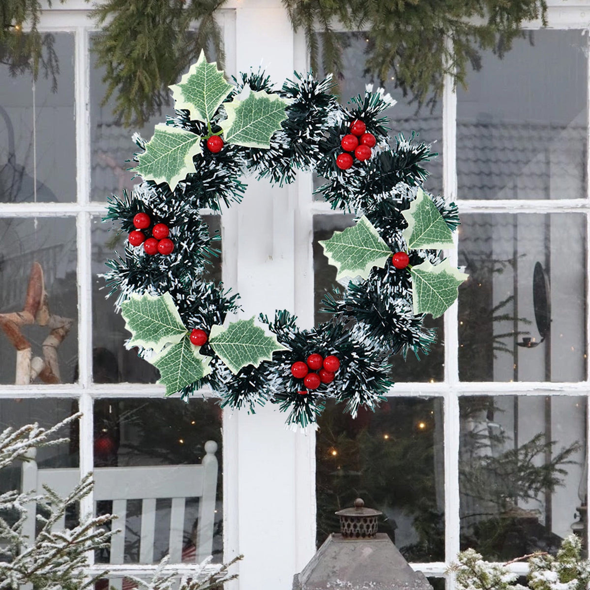 Btomtd Diameter 8" Pumpkin Skull Wreath Halloween Decor Acrylic Round Disk Hanging Ornament with Garland for Front Door Window, B