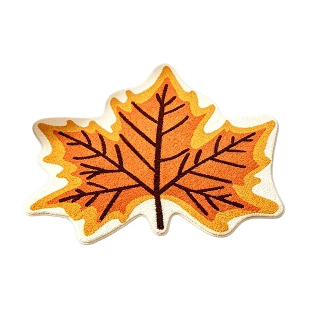 Fall Area Rug Maple Leaf Pumpkin Imitation Wool Mat 27.56x27.56in Polyester Skidproof & Soft for Living Room Bedroom Entryway Fall Doormat by MPOISVA