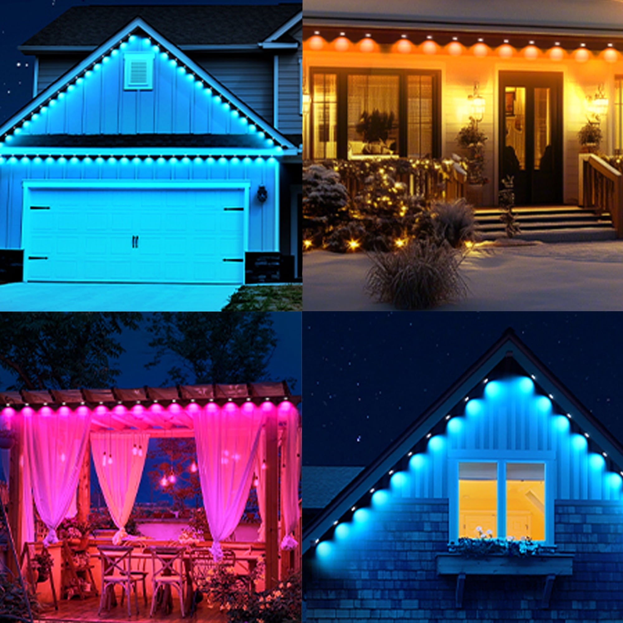 DAYBETTER 200ft Permanent Outdoor Lights, RGB Eaves String Lights with 100LED, Remote/APP Control, IP65 Waterproof, for Garden Halloween Christmas Party Decorations