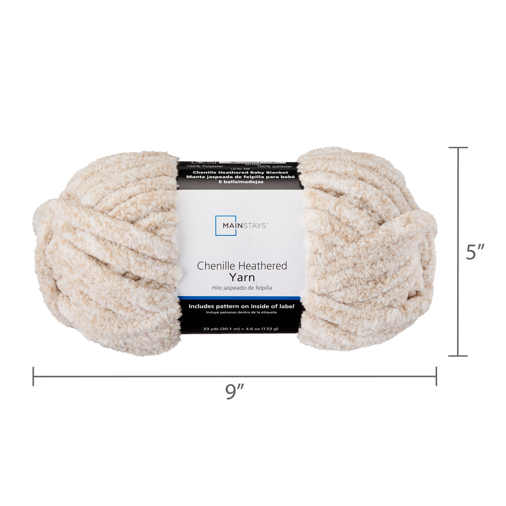 Mainstays Chenille Heathered Yarn Multi-Pastel, 33 Yards, 100 Percent Polyester, Super Bulky Weight