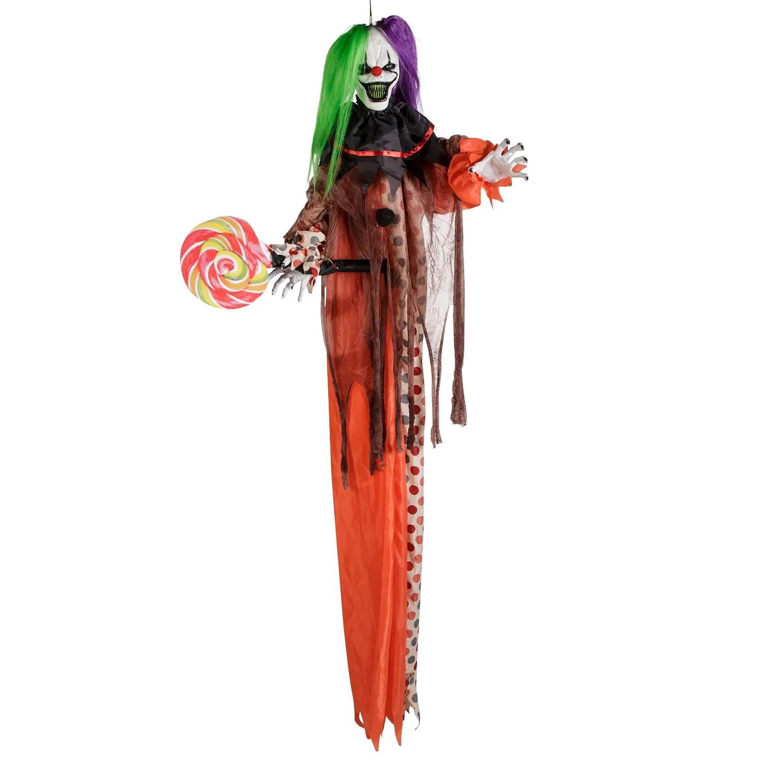4 Ft. 5 1/4" Hanging Light-Up Clown Animated Prop Halloween Decoration