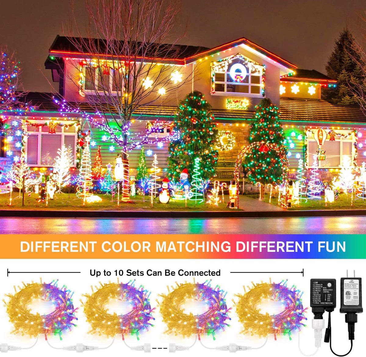 JMEXSUSS 33ft 100 LED White Christmas Lights, 8 Modes Connectable Clear Wire Twinkle Fairy String Lights Indoor, Plug-in Christmas String Lights Outdoor Waterproof for Christmas Wedding Party Tree