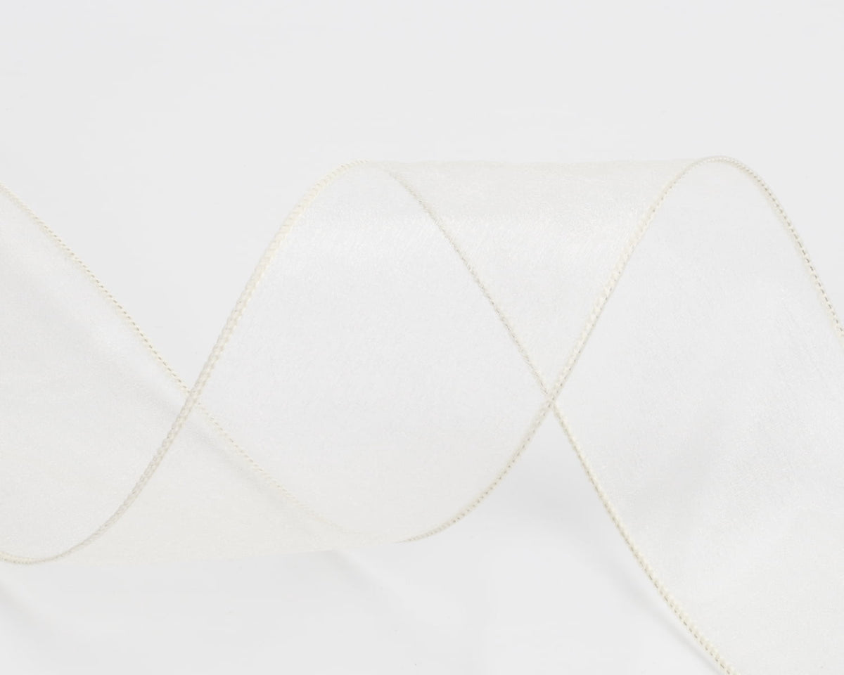 Joycrosso 1.5 Inch White Wired Organza Ribbon - 20 Yards Sheer Decorative Ribbon for Gift Wrapping, Wedding Decor, Christmas Tree, Crafts & DIY Projects