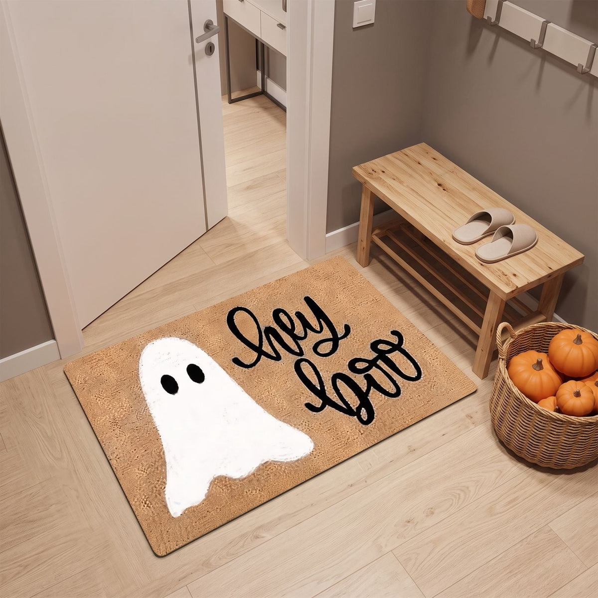 Halloween Doormat Vintage Retro Style Mat 23.6x15.7in Secure-Grip Absorbent Coir Look Entryway Rug for Front Porch Indoor Outdoor Decor by OVFUIZ